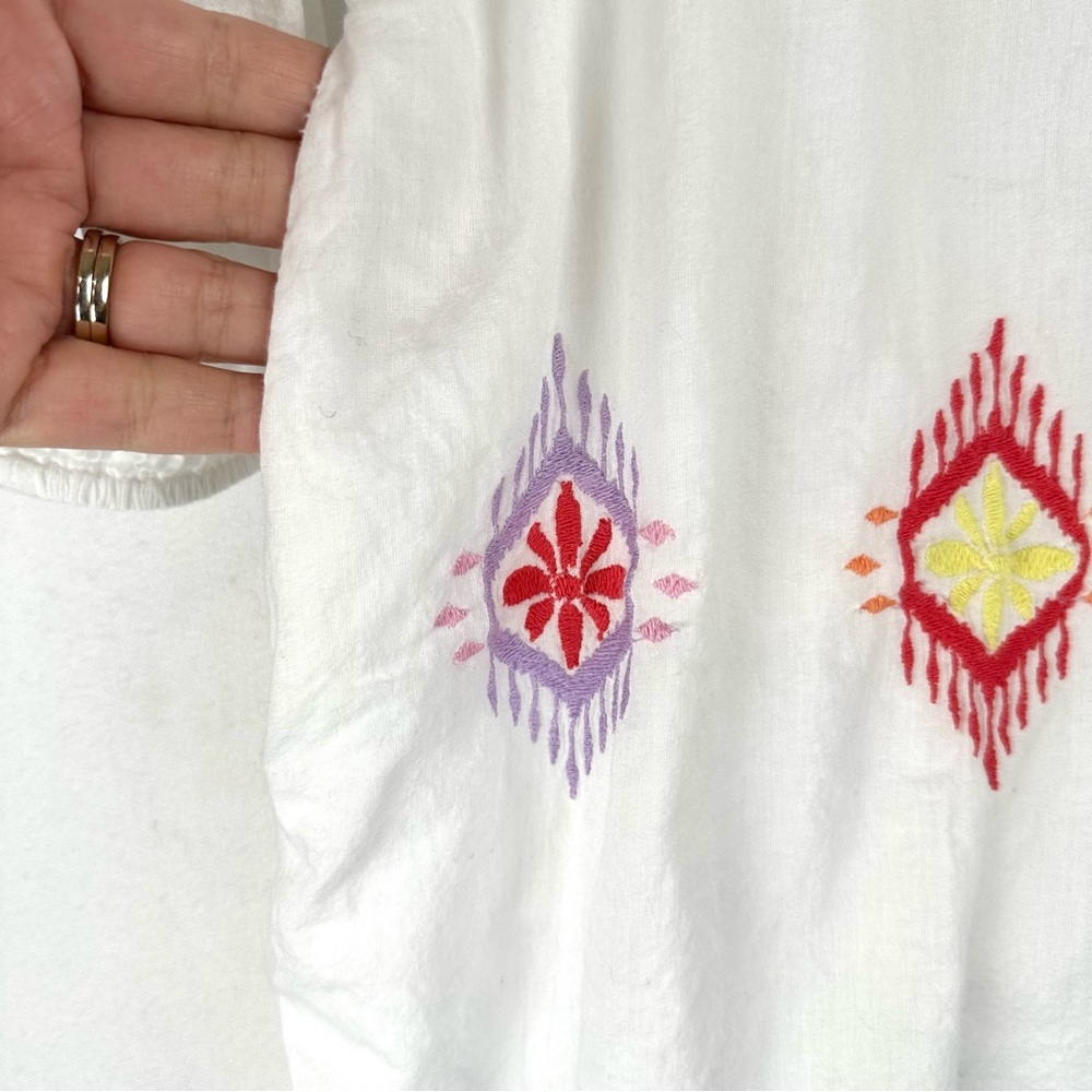 Tommy Bahama Watercolor Cotton-Voile Embroidered Split Neck Dress Resort Beach - Picture 6 of 11